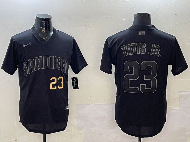 Men San Diego Padres 23 Tatis jr Black Throwback Game 2025 Nike MLB Jersey style 3